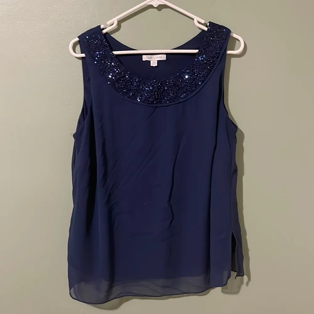 OLEG Cassini Tank and Kimono Set Navy size‎ 16w - Image 5