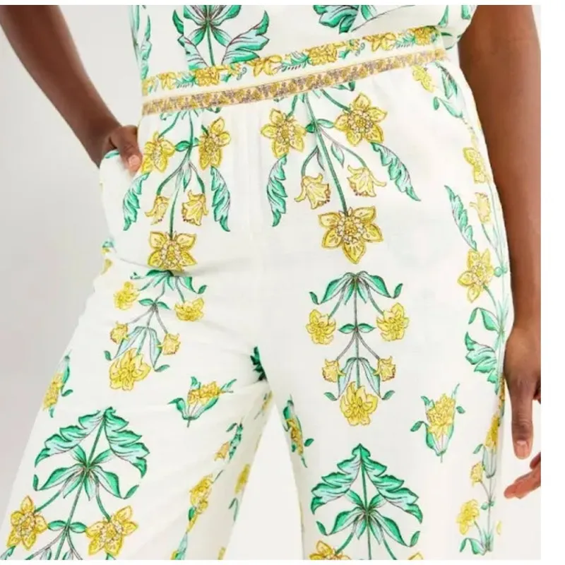 Draper James Floral Pants Size S Linen Rayon Blend Boho Cottagecore Chic - Image 9