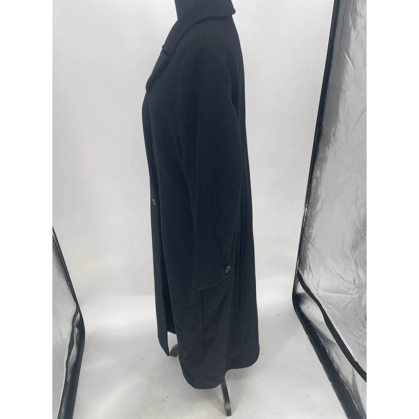 Vtg Women's Size 10 Anne Klein Black 100%Wool Lined Peacoat Long  Overcoat - Image 7