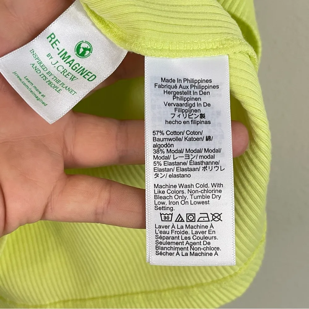 J.Crew Lime Green Vintage Rib‎ Ruffle Crewneck Tank Top Size Medium - Image 5