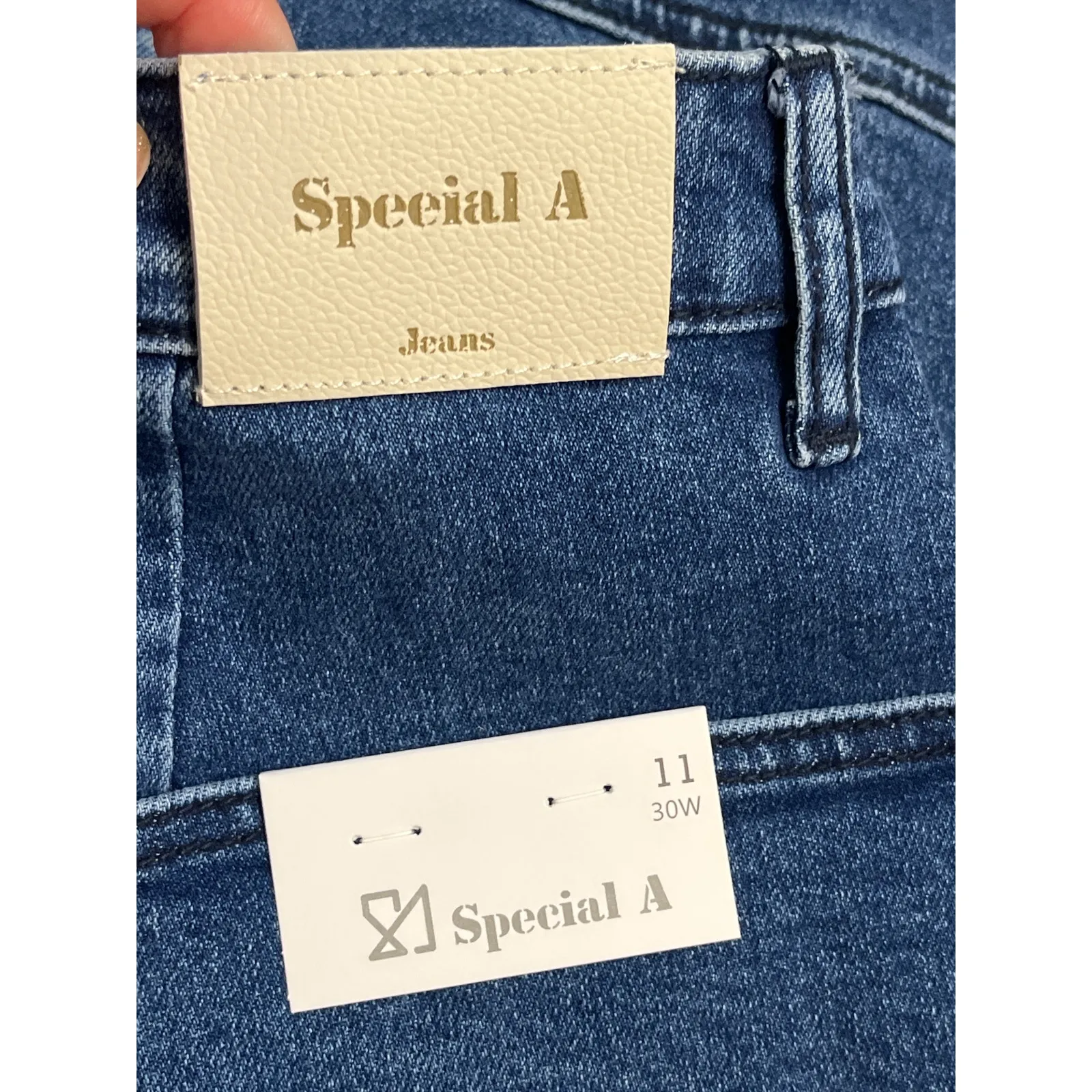 Special A Crop Wide Leg High Rise Baggy Blue Jeans, Size 11/30, style: P8083D - Image 11