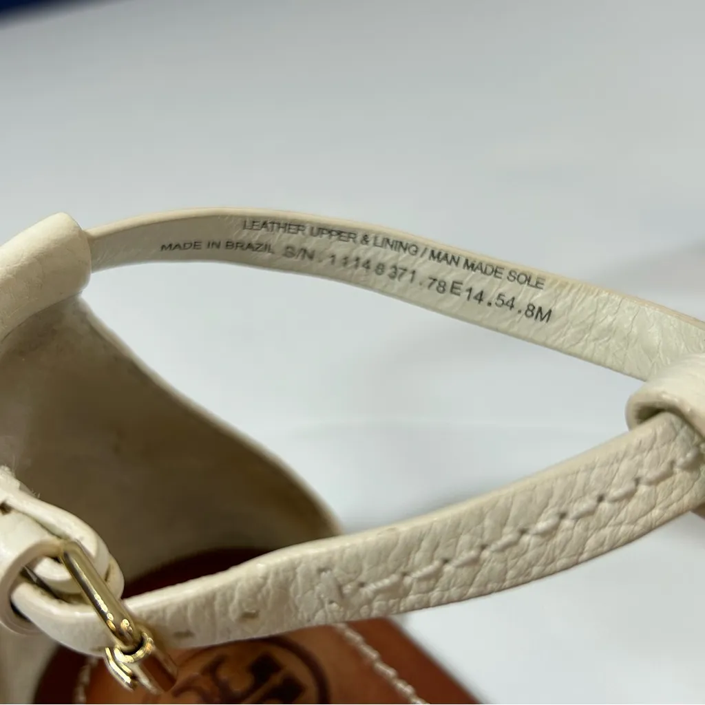 Tory Burch Phoebe Flat Thong Elba Tumbled Leather Ivory Sandals Size 8M - Image 9