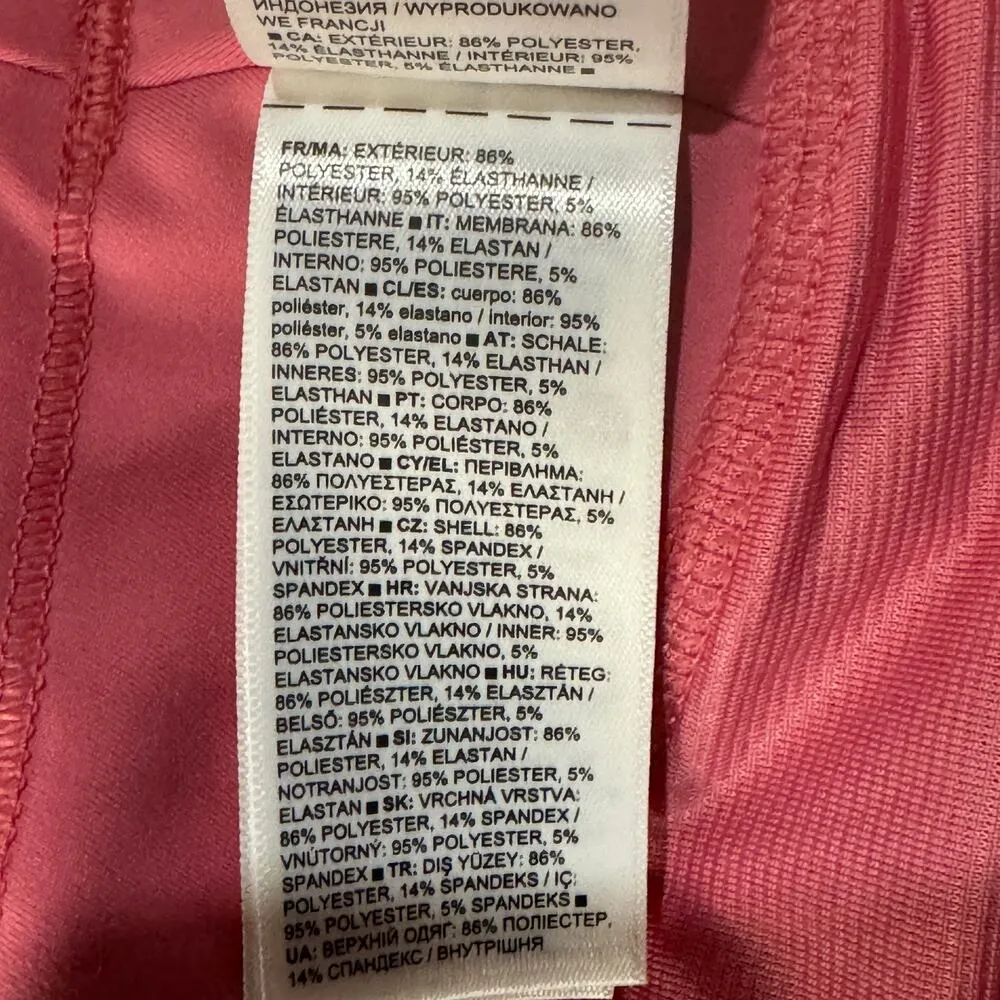 Athleta X-Large Printed Run With It Shorts Activewear UPF Lined Zip-Pocket Pink - Image 8