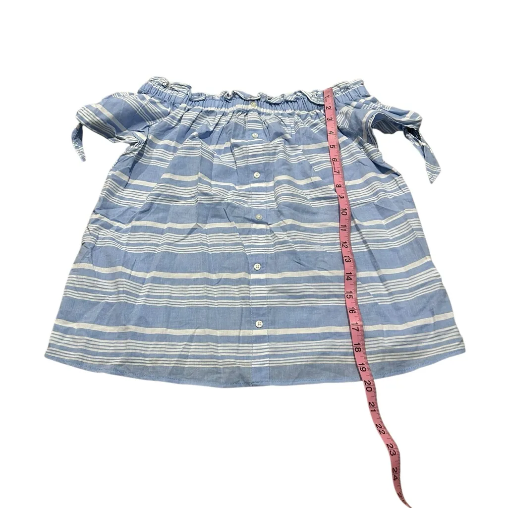 3/$15 ATMOSPHERE blue and white striped blouse - Image 2