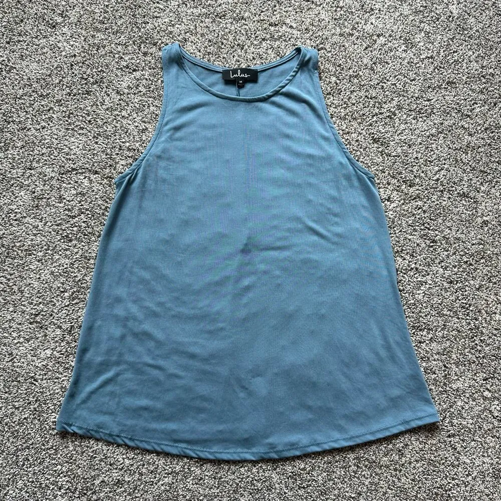 Lulu's dusty blue split-back tank top size M - Image 4