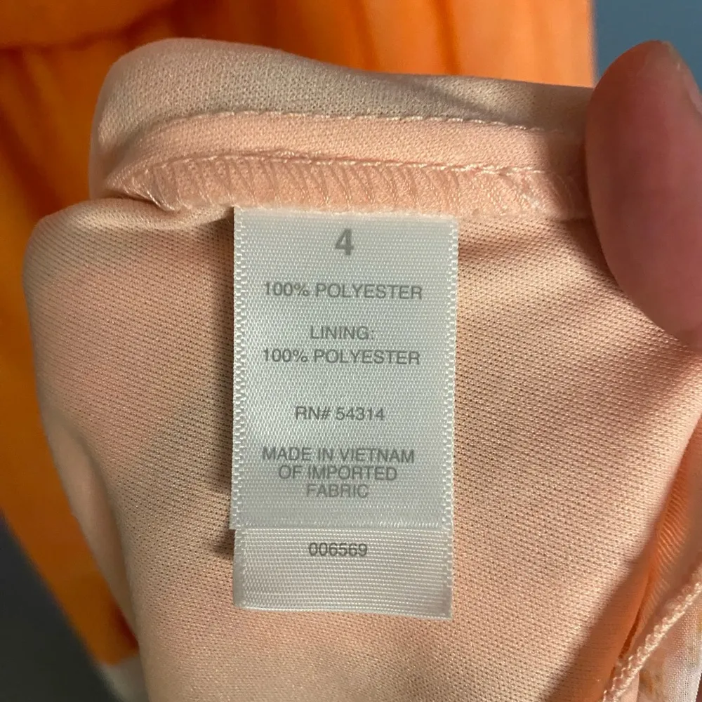 BISOU BISOU MICHELE BOHBOT HALTER KEYHOLE NECKLINE ORANGE FLORAL MAXI DRESS sz 4 - Image 6