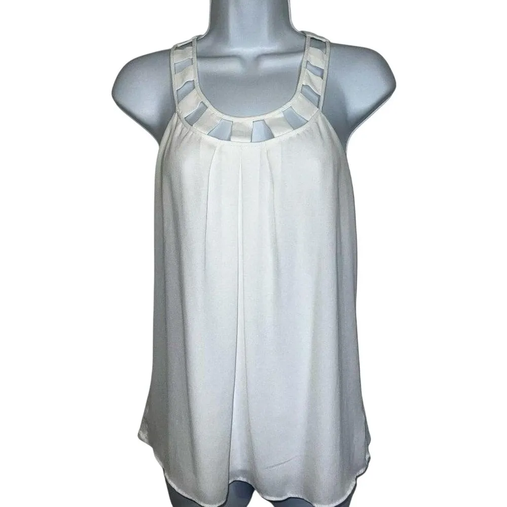 EXPRESS White Chiffon Front Cut Out Top‎ Open Back EUC Size XS - Image 2