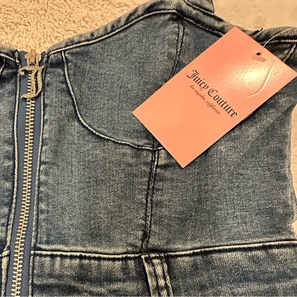 NWT Juicy Couture Denim Sweetheart Neckline mini Dress dark Wash size S - Image 2
