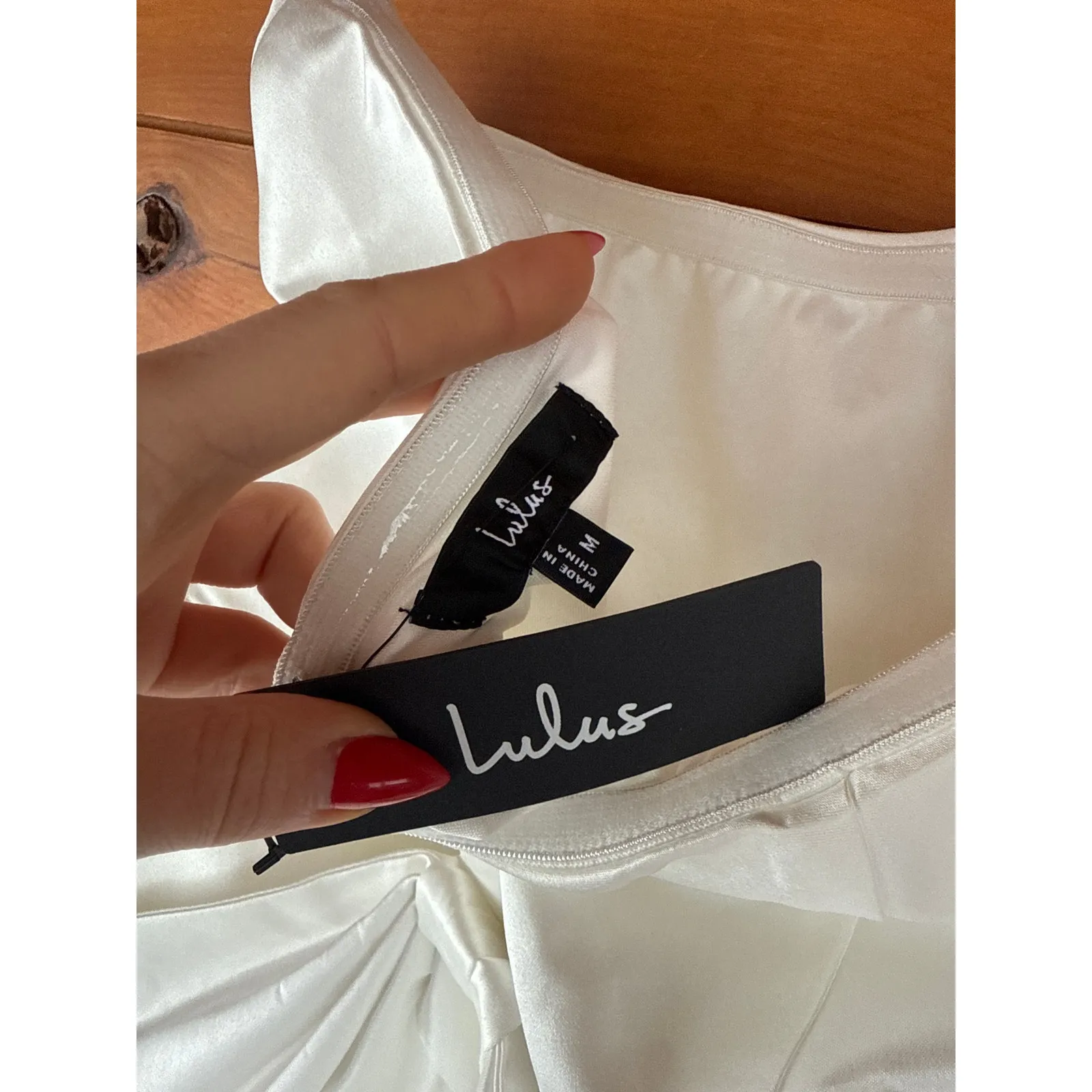 NWT Lulus Soiree Hour White Satin Strapless Bow Mini Dress Party Cocktail Sz M - Image 7