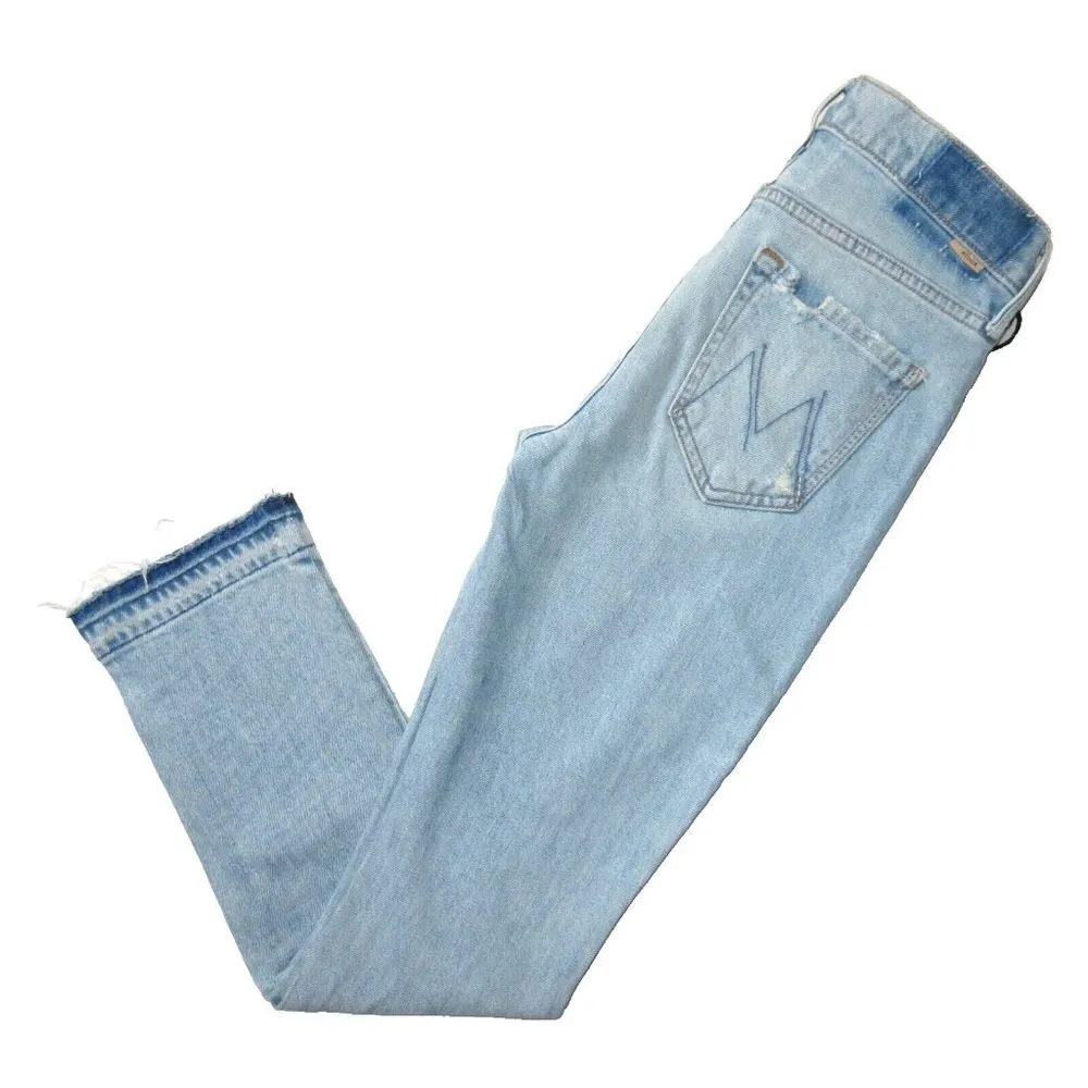 NWT Mother The Rascal Ankle Undone Hem in Vacation Temptation Straight Jeans 24 Blue - Image 8