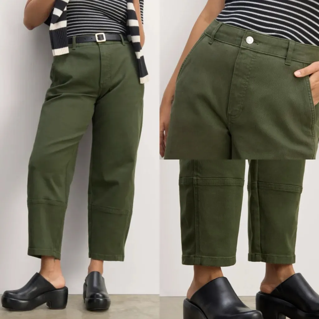 Everlane The Utility Barrel Pant Olive Green Cotton High Rise - Image 6