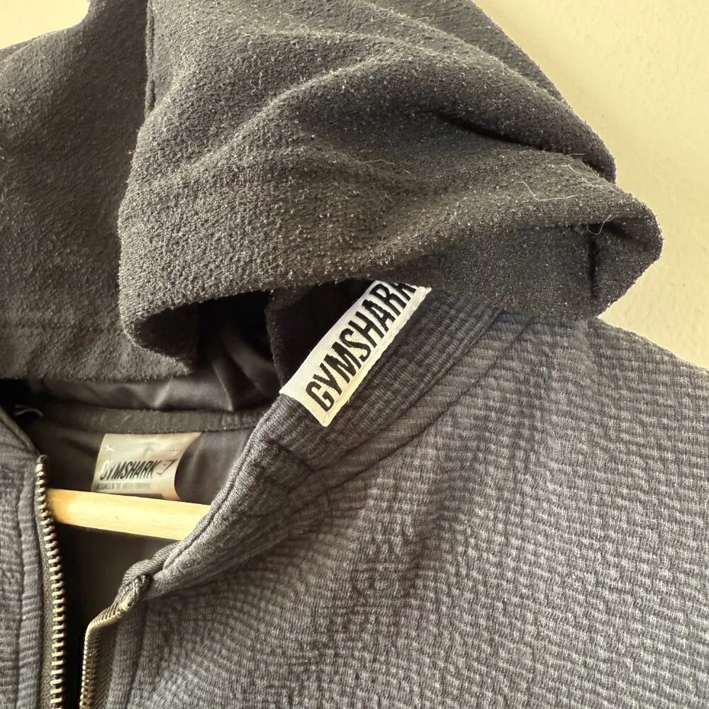 Gymshark Cropped Full Zip Hooded Sweatshirt Women's Small Black Workout Active - Image 7