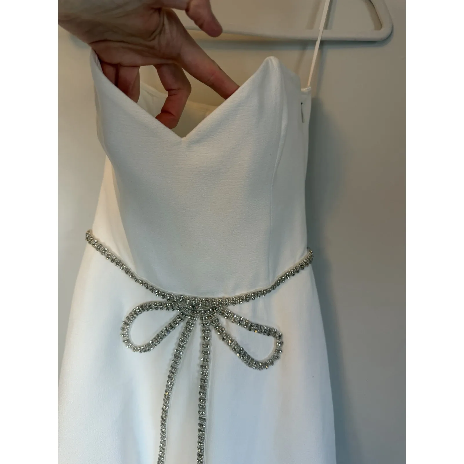 HELSI Grace Sweetheart Strapless Crystal Bow White Midi Gown Dress XS NWT $595 - Image 12