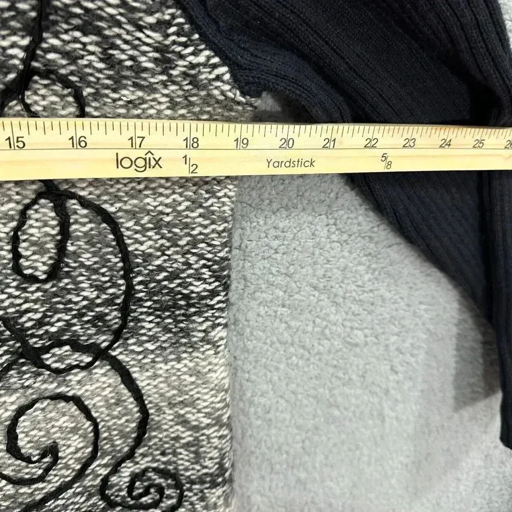 Breckenridge womens sweater Medium black embroidered wool blend full zipper - Image 7