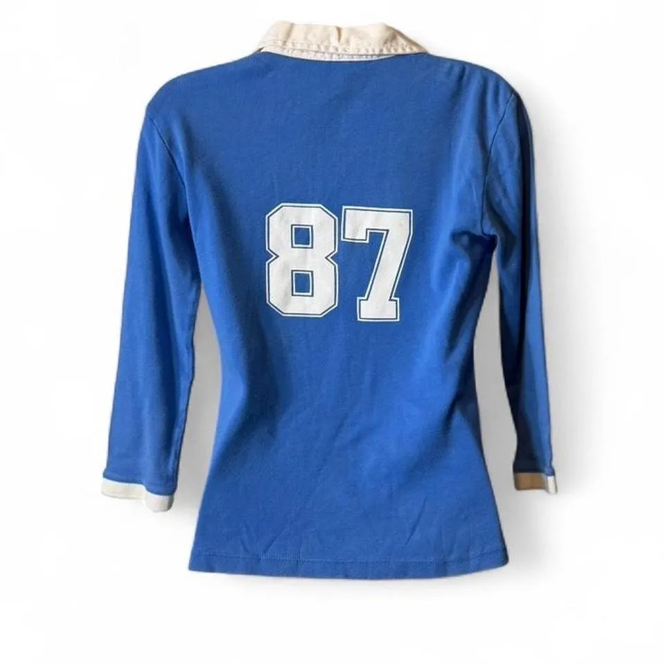 Vintage Blue and White Aero Polo Style Shirt - Image 3