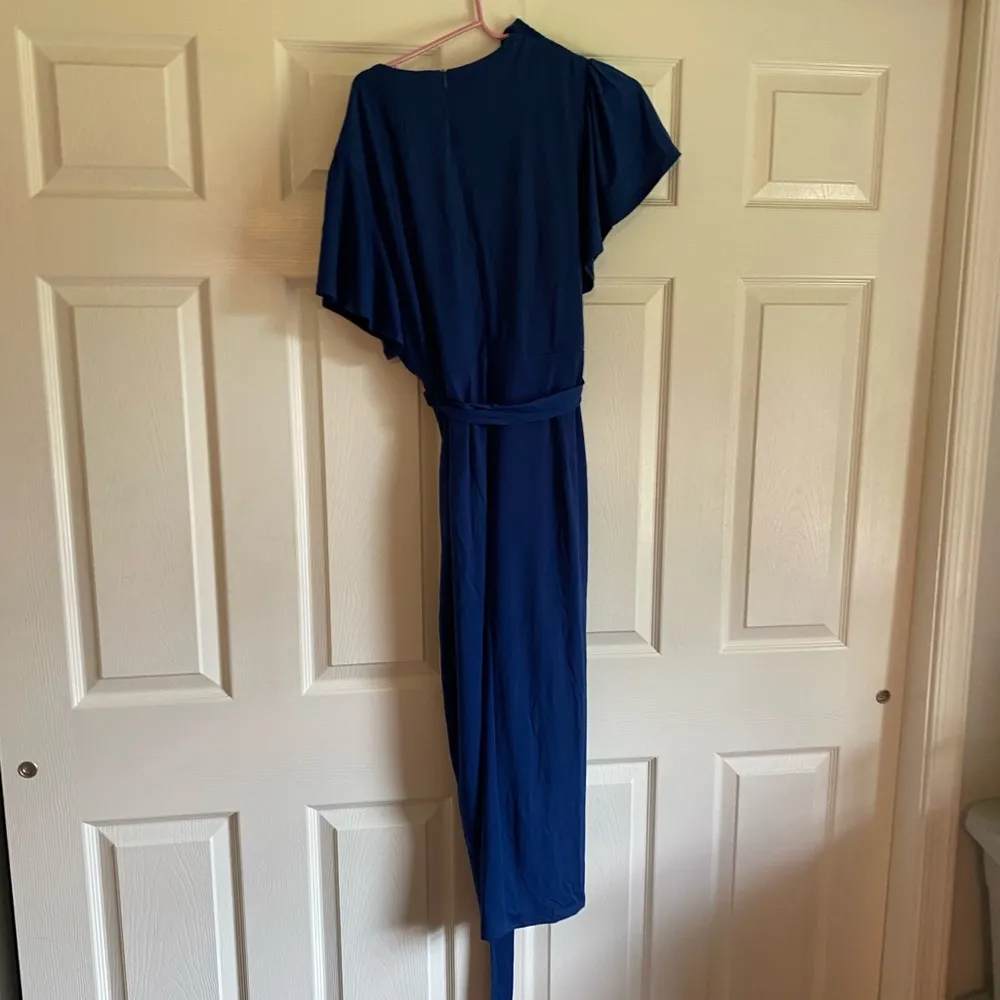 NWT Grace Karin Amazon Maxi XL Royal Blue Wrap Vneck knit dress - Image 6