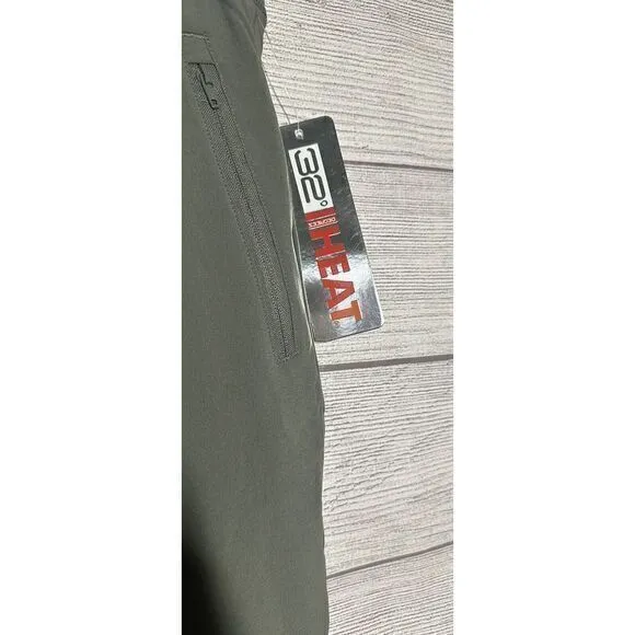32 Degrees Heat Pants Size M Green Olive Joggers Zip‎ Pockets Drawstring - Image 2