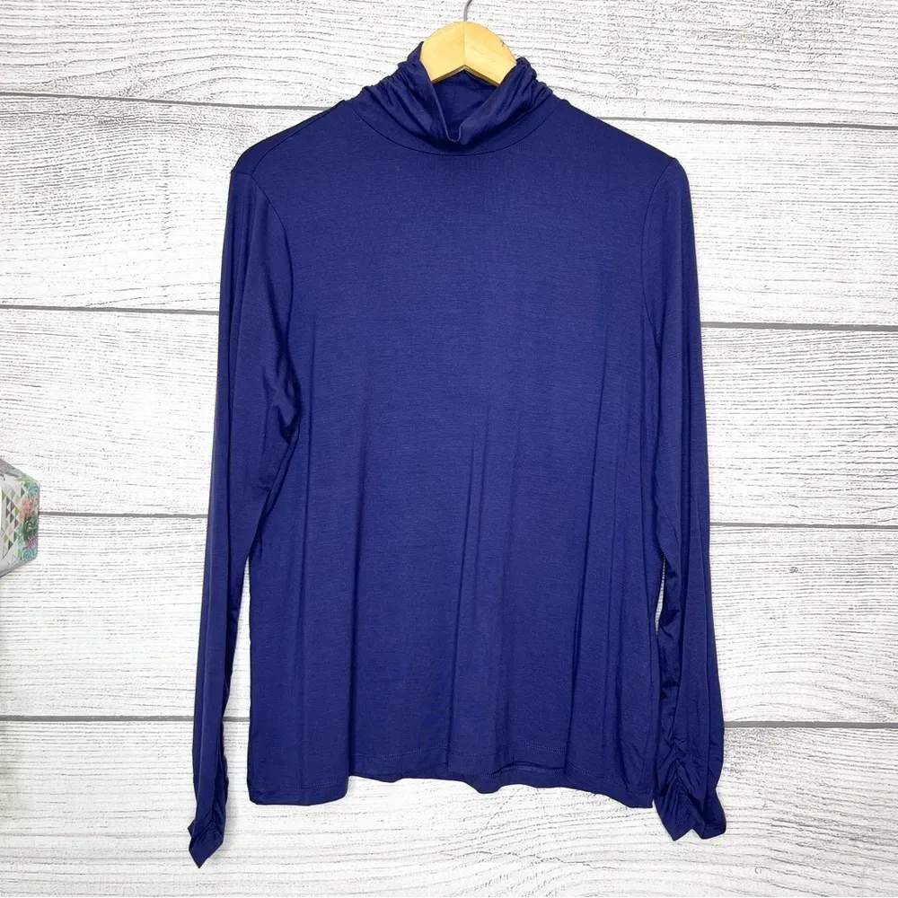 Chico’s Blue Felicity Turtleneck Long Sleeve Jersey Top Women’s Size Large - Image 7