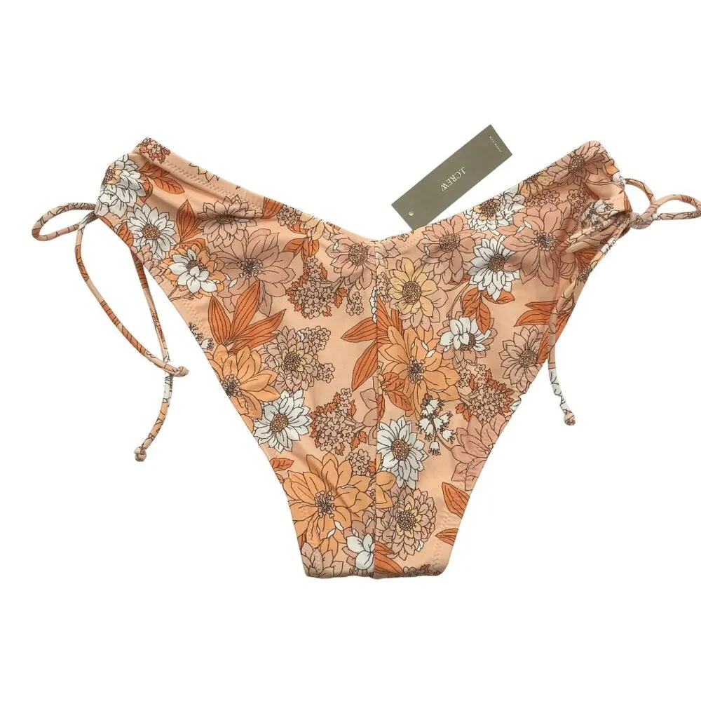 J.Crew Womens Hipster Curved Waist Cheeky Bikini Bottom Floral Beige White S - Image 4