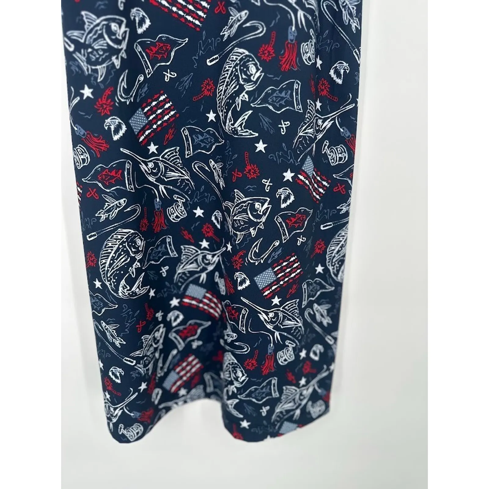 Columbia PFG Freezer III Tank Dress Small Red White Blue Patriotic American Fish - Image 2