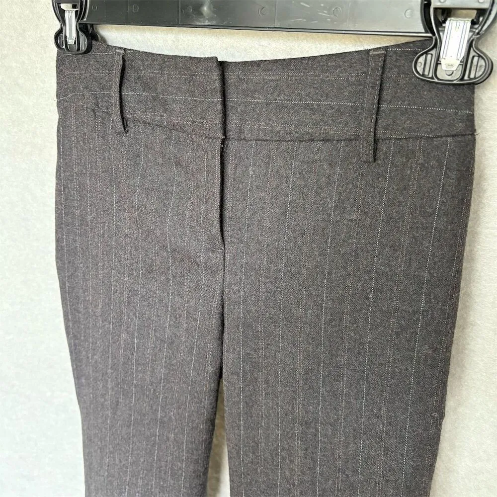 Ann Taylor Women's Gray Pinstripe Wool Dress Pants Size 4 Business - Image 2