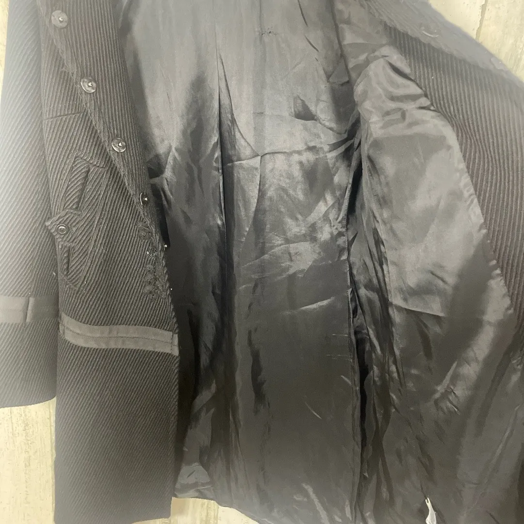 Sigrid Olson 100% Wool Black Sequin Embroidered Coat size‎ 6 Collar - Image 11