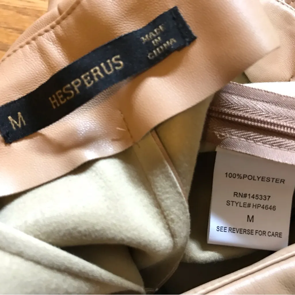 High waist faux leather wrap skort size M Tan Size M - Image 7