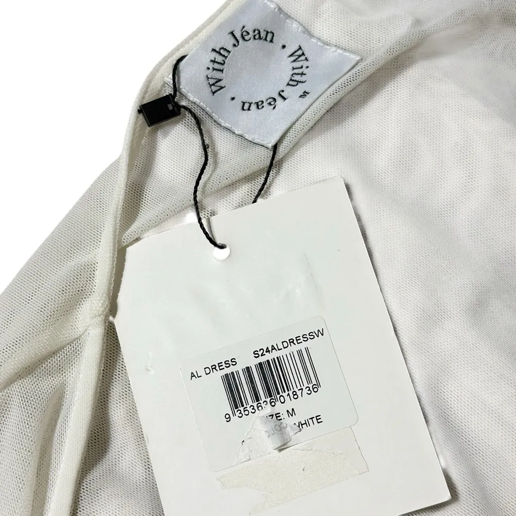 WITH JÉAN Al Long Sleeve Corset Mesh Mini Dress, White, Medium - Image 8