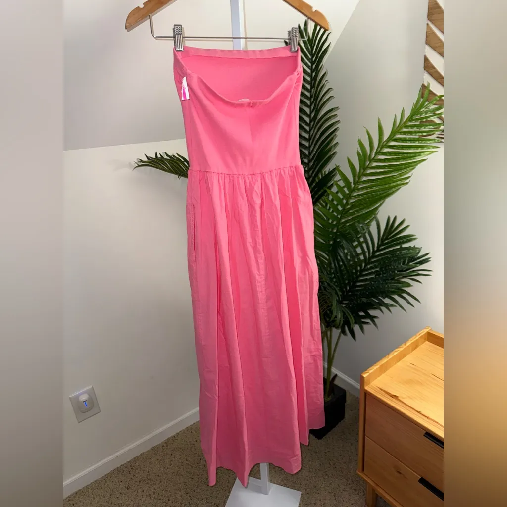 Xírena Finnian Strapless Cotton‎ Maxi Dress In Rose Pink Size Small - Image 4