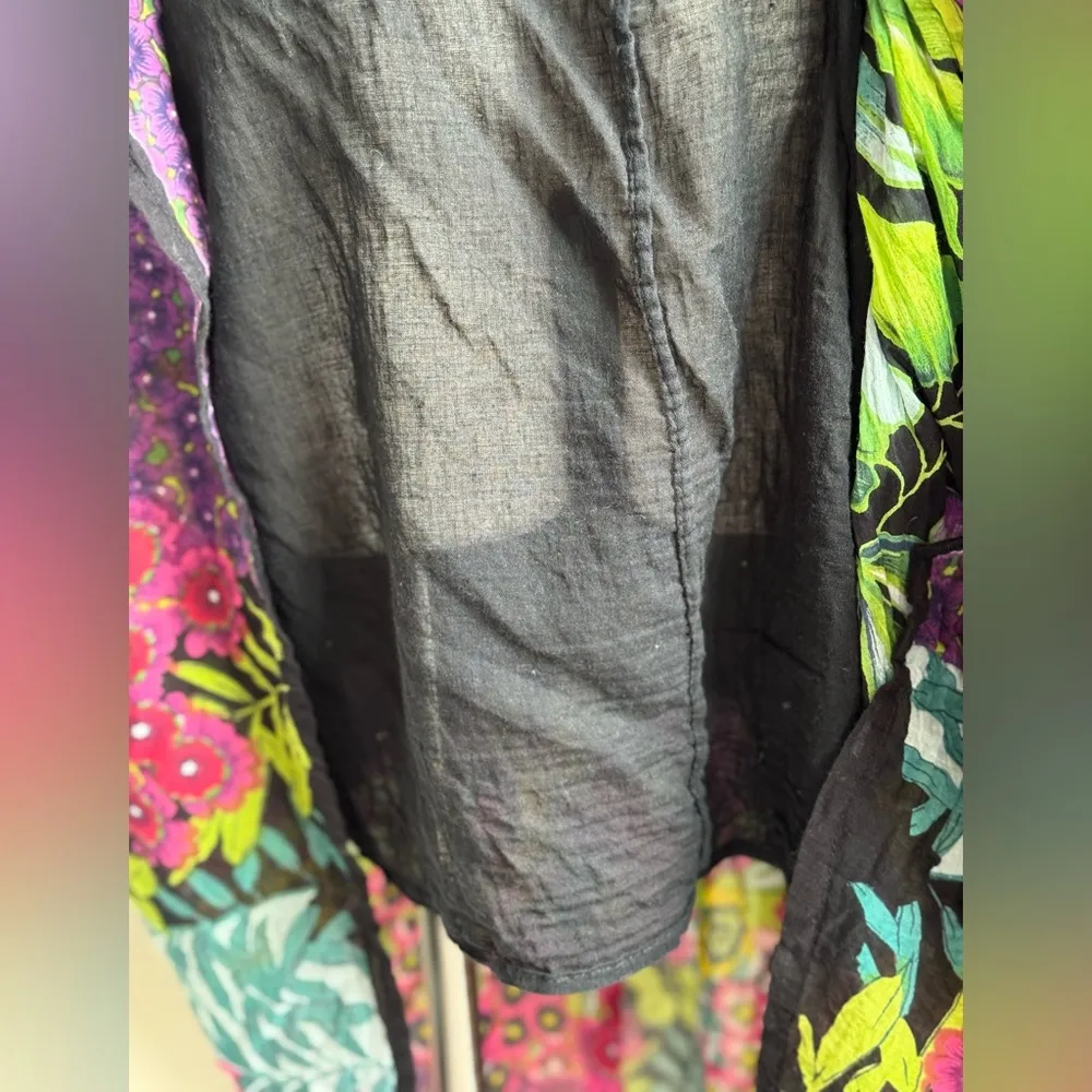 Vintage Boho Floral Skirt – Crinkle India Cotton Indie Sleaze‎ festival Black Size M - Image 5