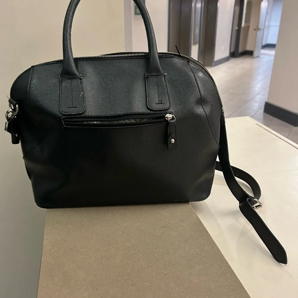 London Fog Black Satchel original with Silver Hardware and Adjustable Strap - Image 3