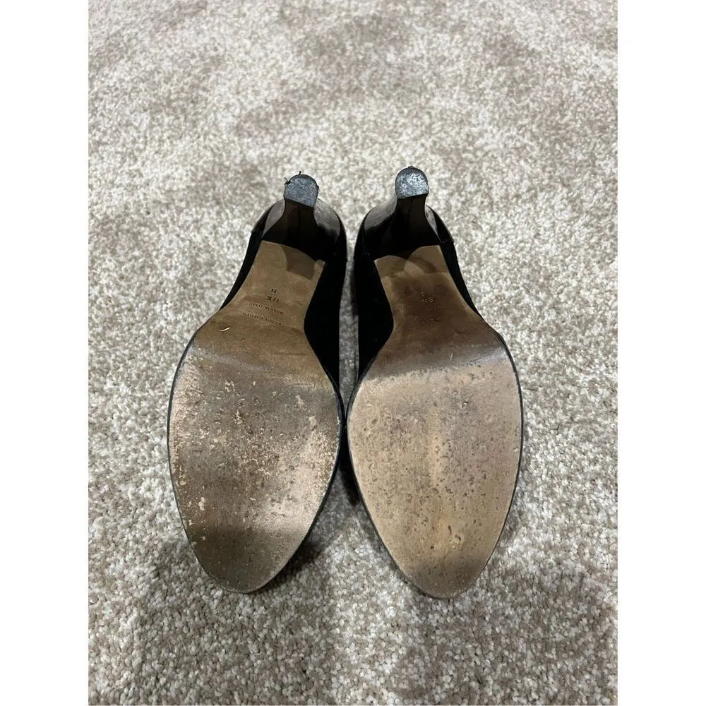 Banfi Zambrelli Black Leather Patent Pump Shoes Slip On Slim Heel size 8.5 Black - Image 7