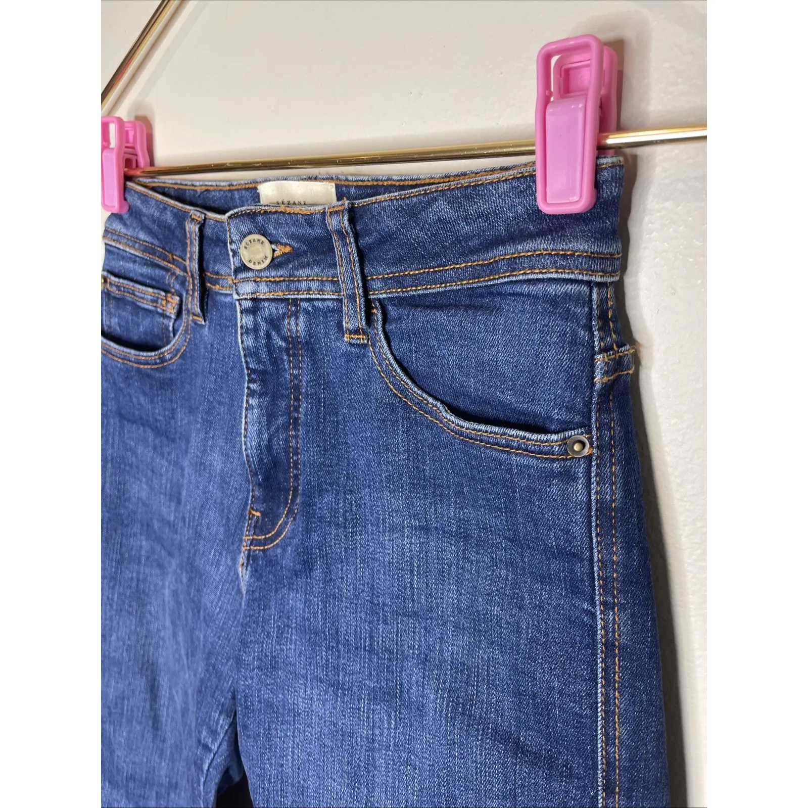 Womens‎ Sezane Denim Dark Wash Skinny Leg Jean Sz 27 - Image 4