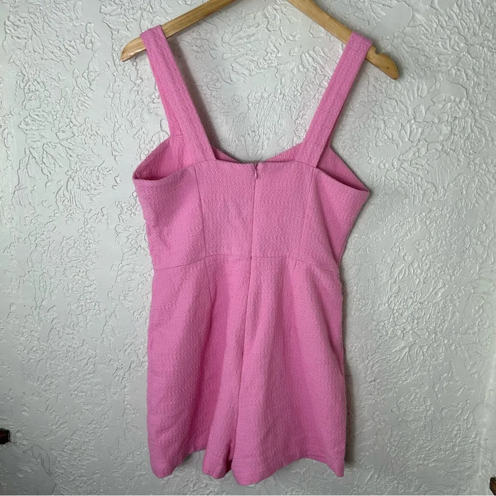 Zara | Pink Short Textured Weave Romper Jumpsuit Size M - Image 6