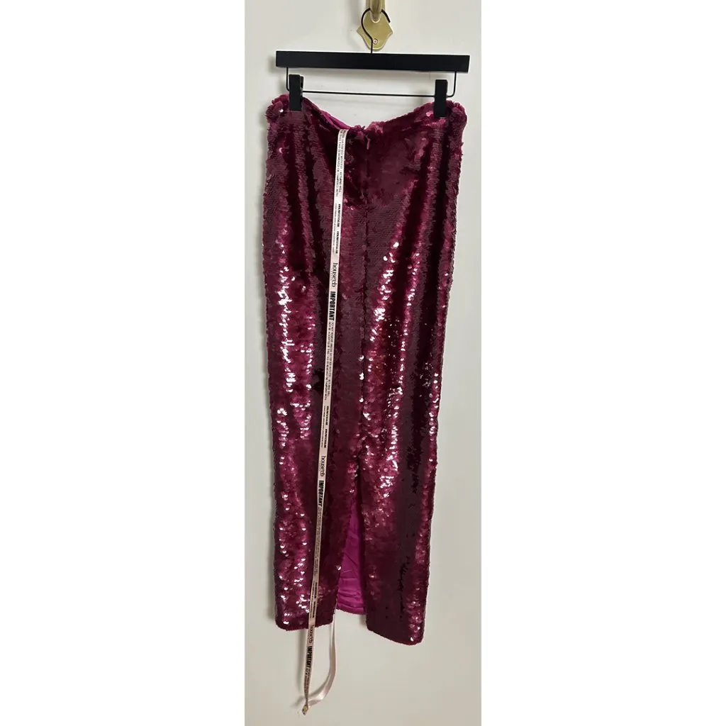 HOUSE OF CB Alexis Sequin Maxi Skirt in Hot Pink Size Small - Image 6