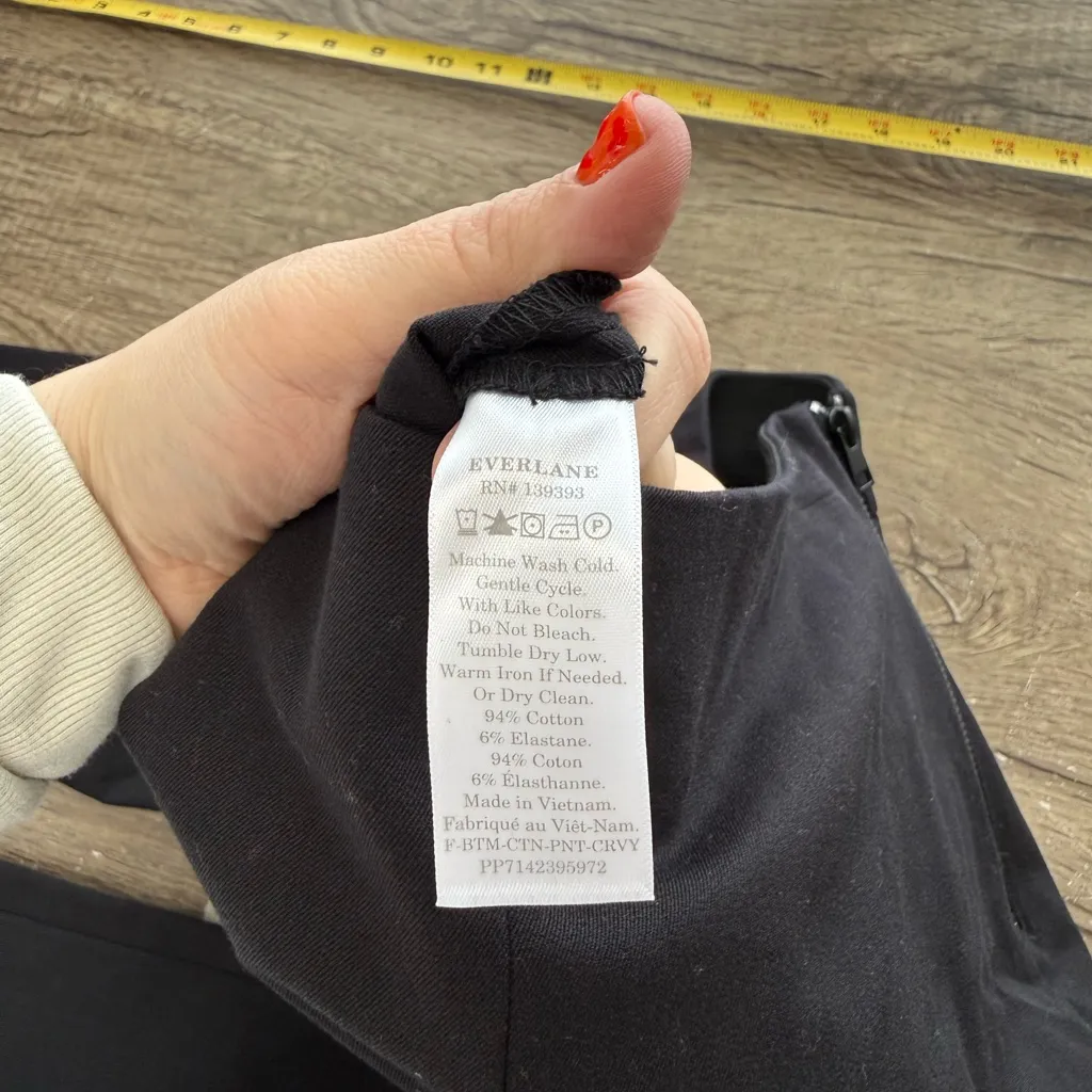 EVERLANE The Curvy Side-Zip Stretch Cotton Slim Skinny Career Pant In Black Sz 0 - Image 4