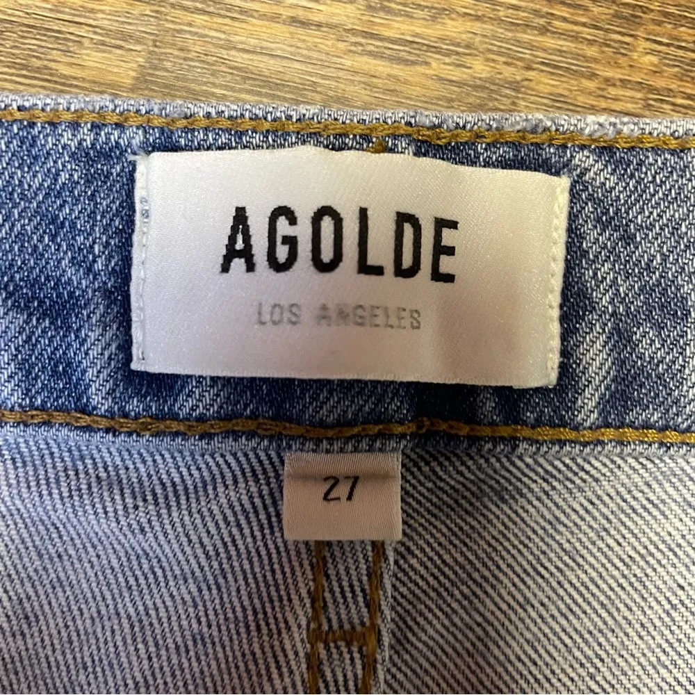 Agolde Riley Jeans Straight Crop High Rise Button Fly Womens 27 Distressed - Image 4