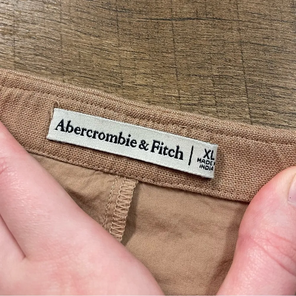 Linen Blend Slit Mini Skort in Tan Women’s Size XL - Image 5