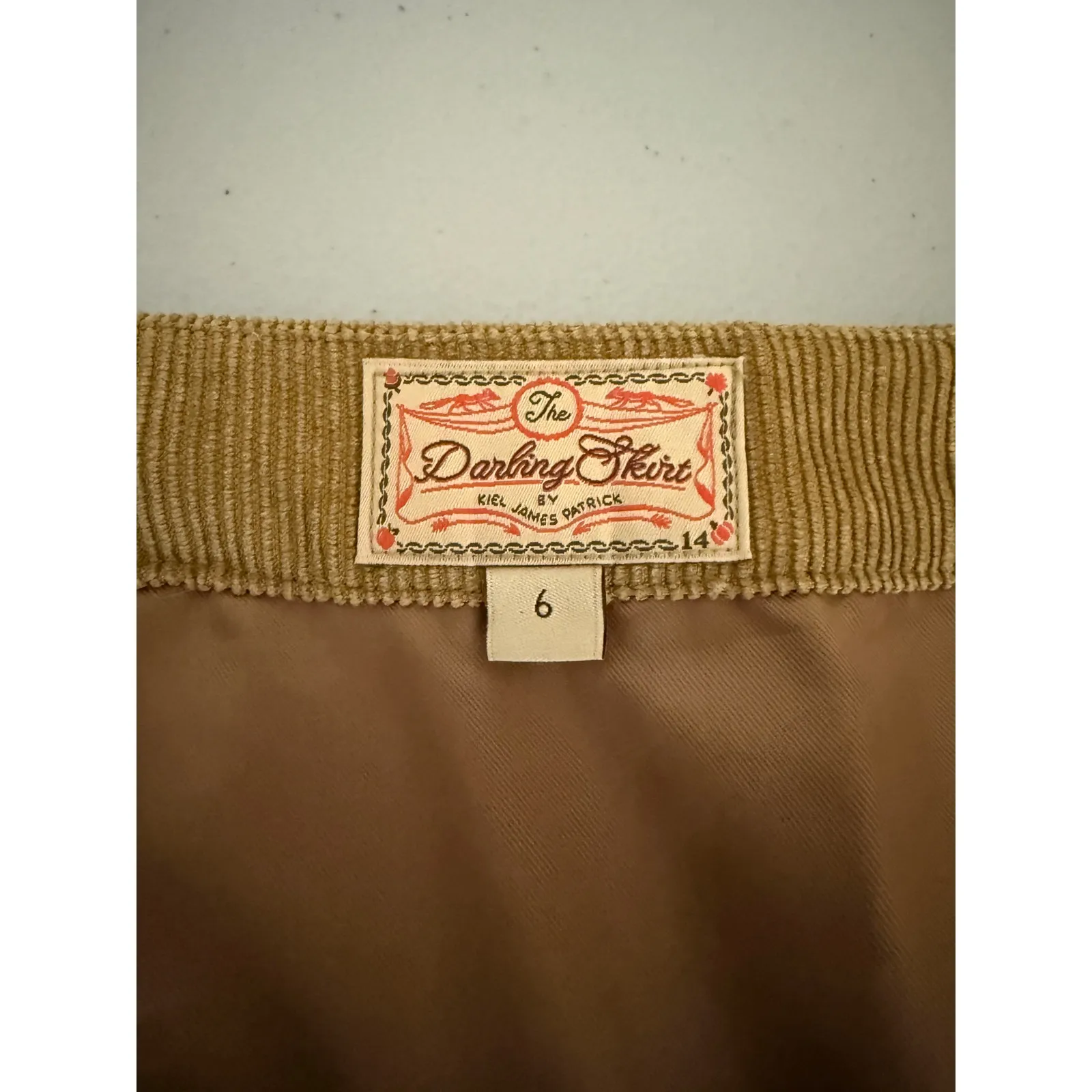 Kiel James Patrick The Darling Skirt Tan Corduroy Button-up 6 Preppy Academia - Image 3