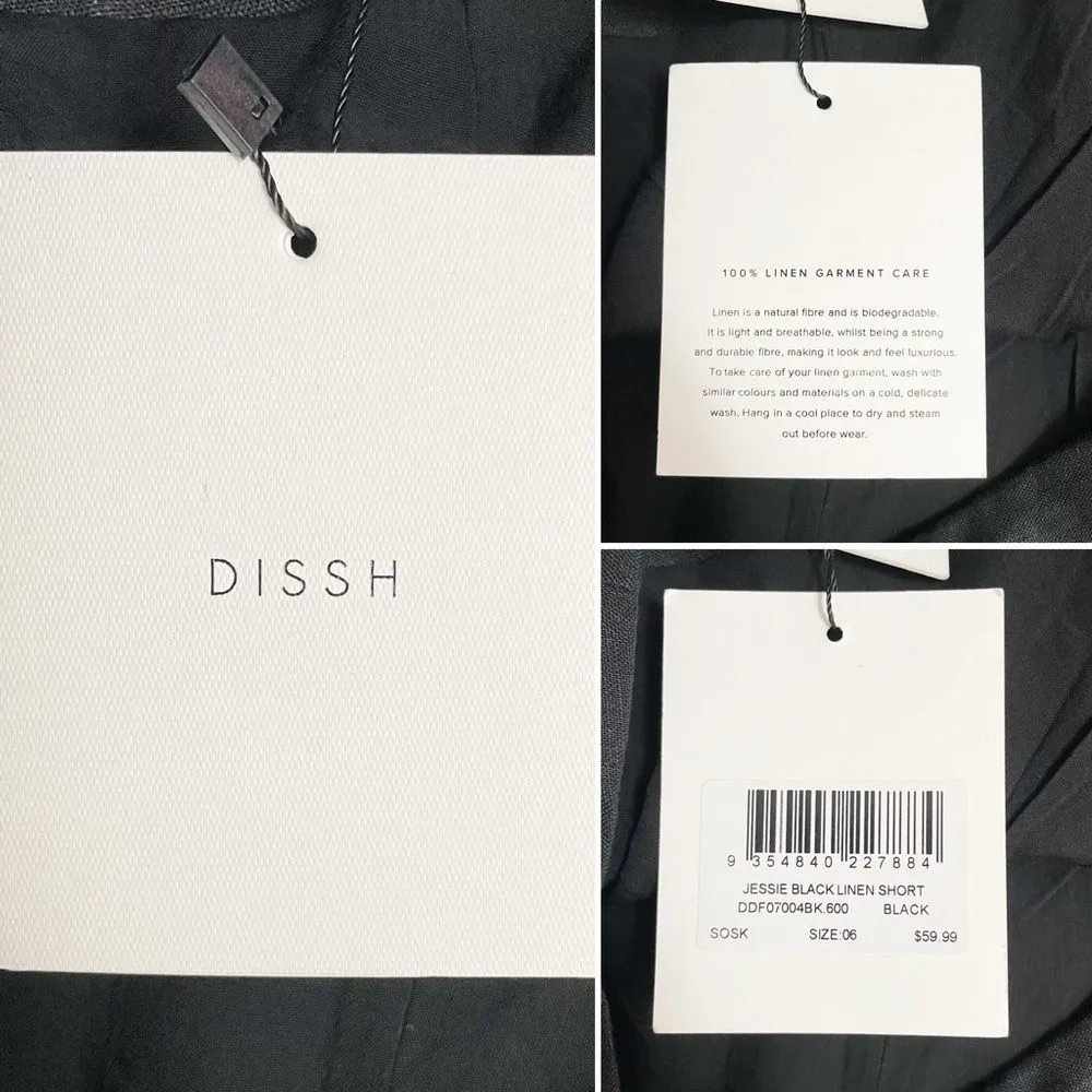 NWT DISSH Jessie Black Linen Shorts Size 2 US High Rise Zip Waist Tailored Short - Image 9