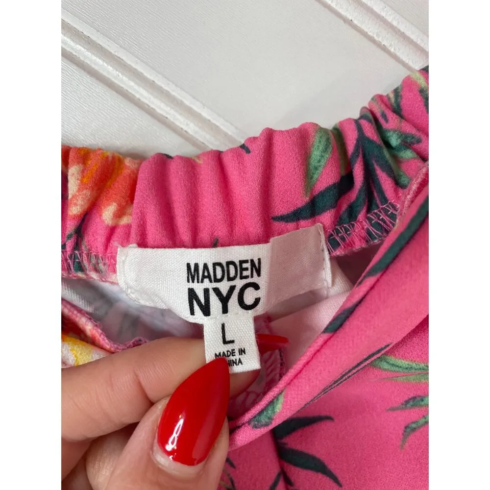 Steve Madden Printed Cutout Romper Azalea Pink Floral Sleeveless Playsuit Size L - Image 4