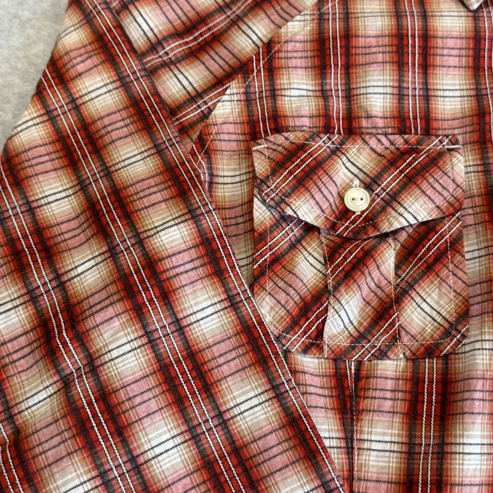 Pendleton Vented Long Sleeve Button Up Shirt Womens Large Red Tan Plaid Cotton - Image 4