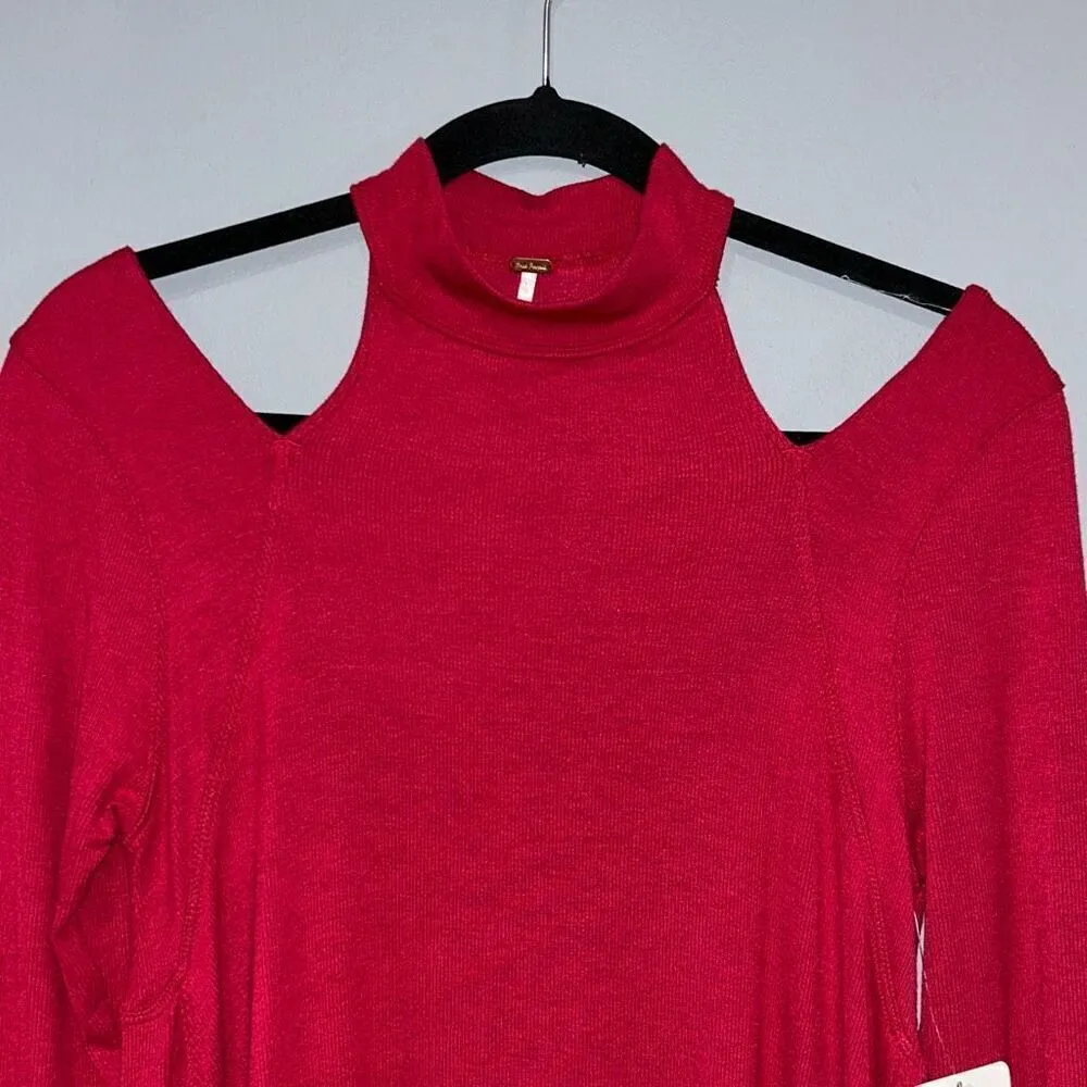 Free People Downtown‎ Girl flowy high neck tunic Apple Valley red size S NWT - Image 4