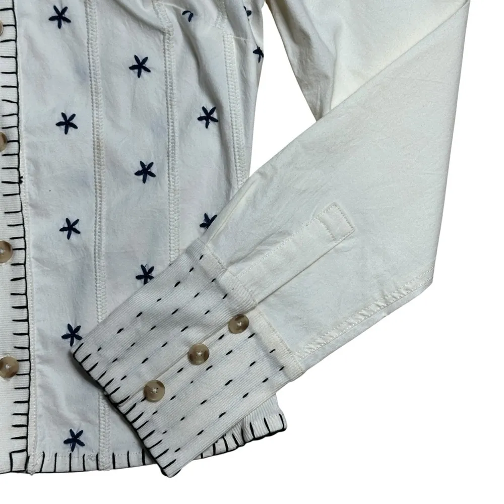 We the Free Ivory Ditsy Embroidered Little Shirt Blouse Womens S - Image 3