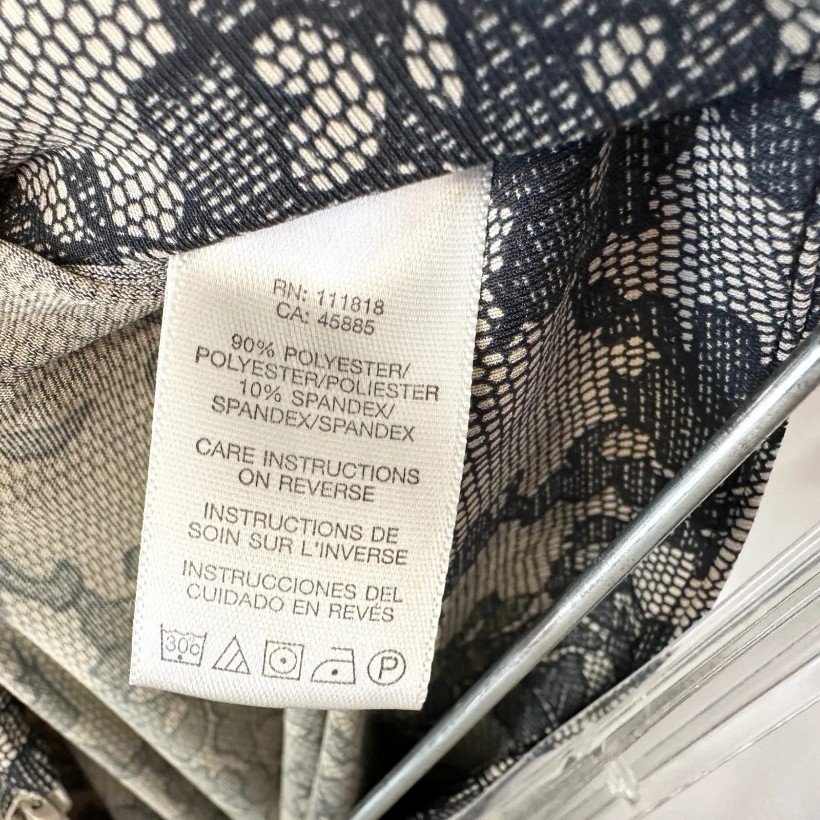 Michael Kors Sz 10 Midi Skirt Trumpet Black Gray Lace Print Flare Whimsigoth 195 - Image 4