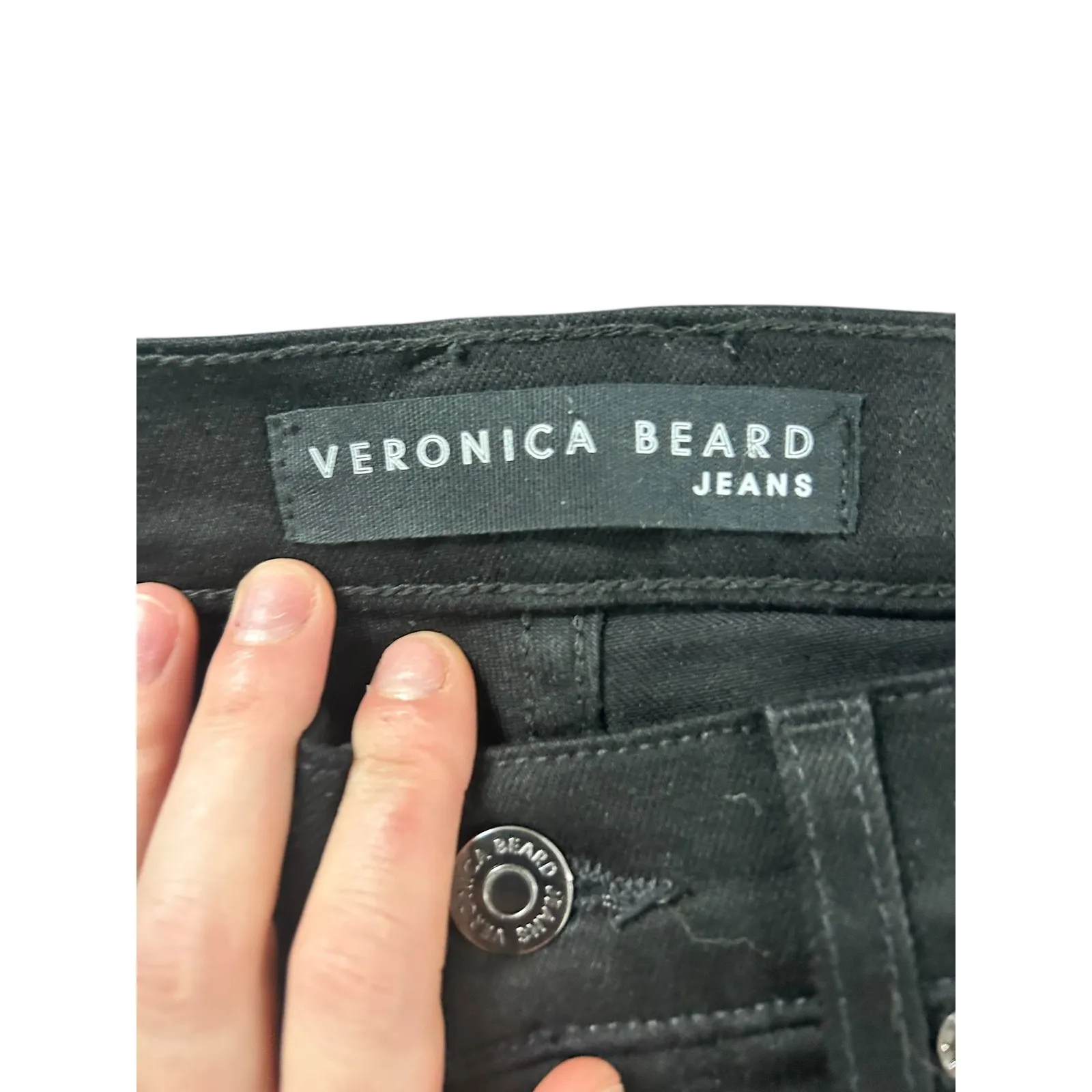 Veronica Beard Debbie Skinny High Rise Onyx Black Jeans Button Fly Size 26 - Image 4