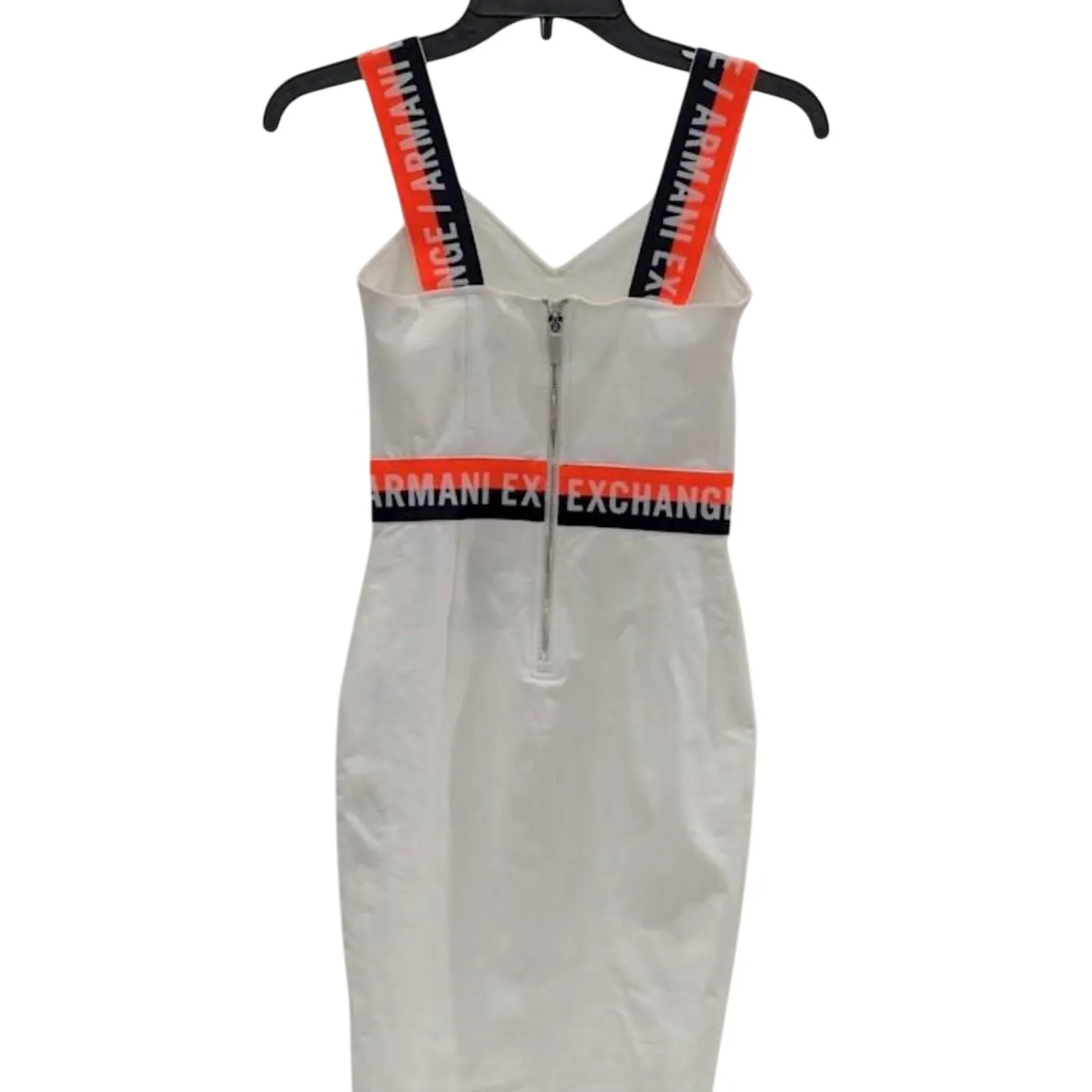 NWT XS Authentic Armani Exchange White Stretchy Dress Logo Bodycon Designer Y2K - Image 4