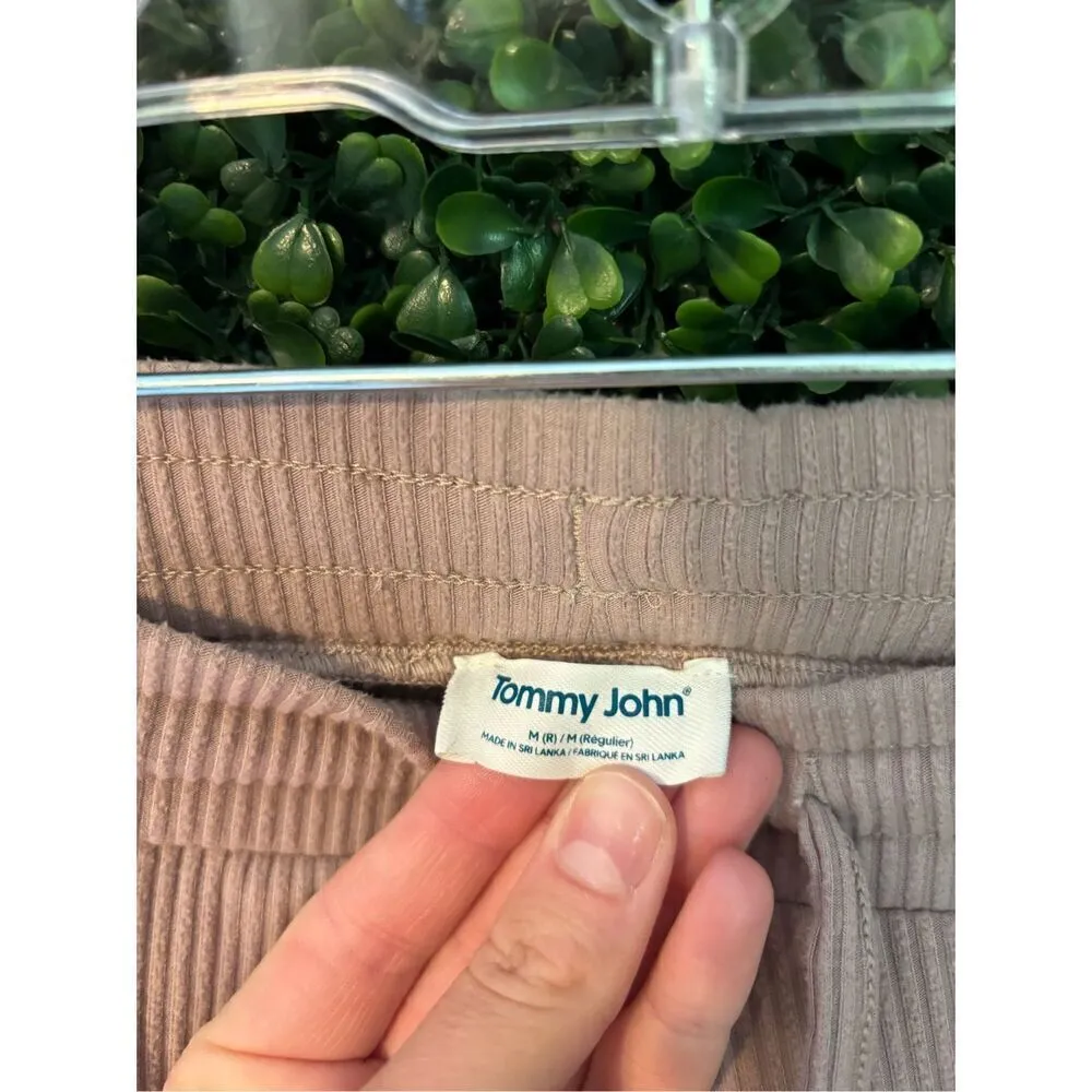 Tommy John Nude Pink Ribbed Sleep Joggers Sz Medium - Image 3