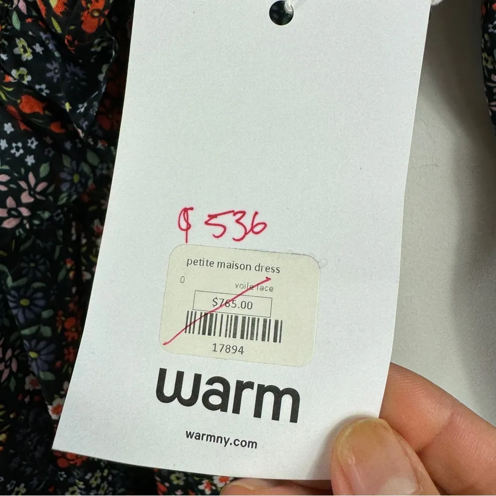 Warm NY boho 100% cotton Floral Tiered Ruffle Midi long sleeve Dress NWT Black Size 0 - Image 14