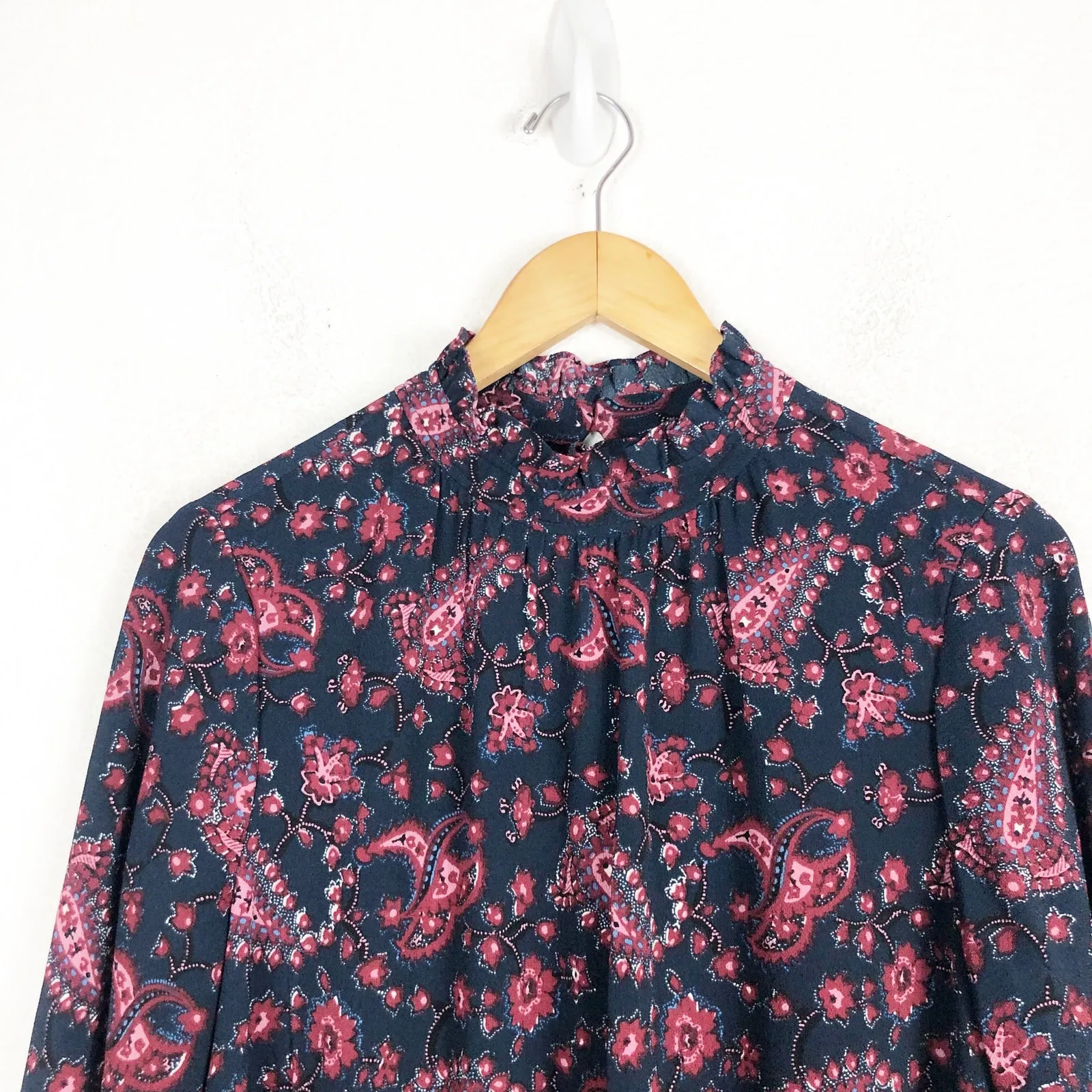 La Vie Rebecca Taylor Long Sleeve Madeline Mini Dress Large Paisley Boho - Image 5